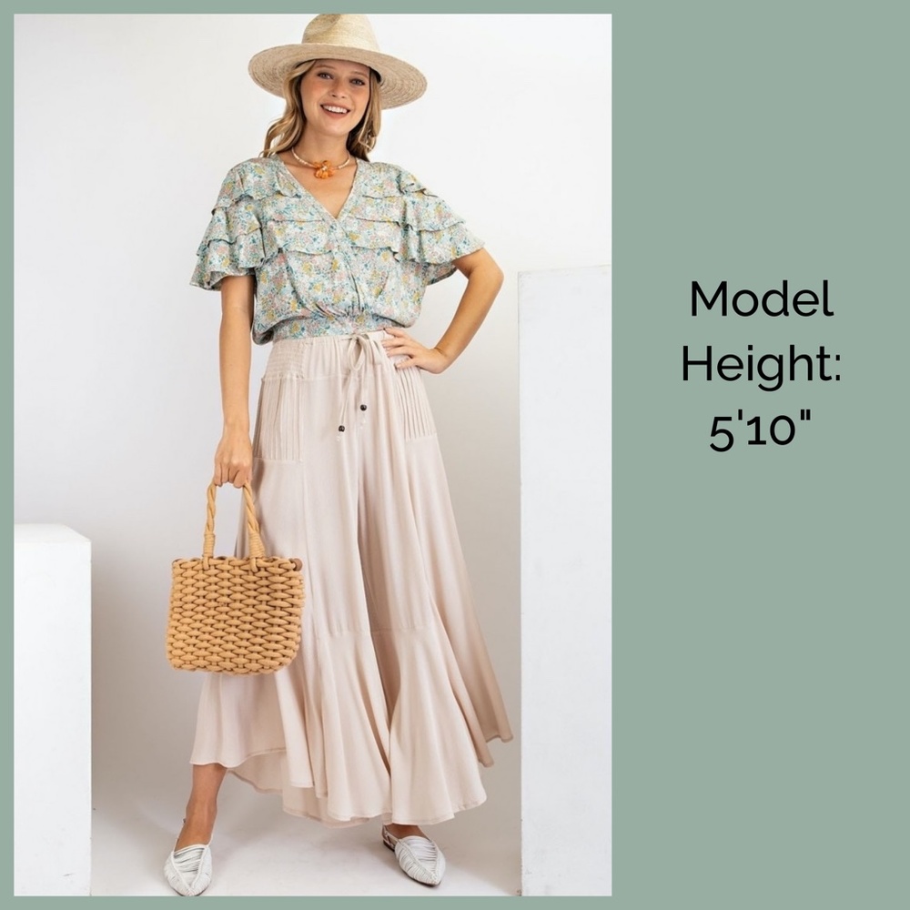 Easel "Fresh Air" Wide Legged Ruffled Bottom Pants - Picture 9 of 12